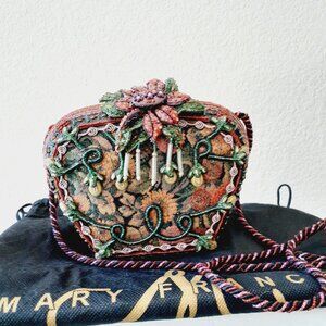 Mary Francis Tapestry Beaded Crossbody